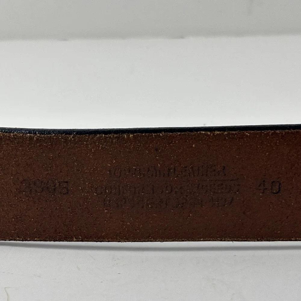Leather Belt Mens 40 Black Silver Square Buckle 1.5 Inch Classic‎ Rugged Work